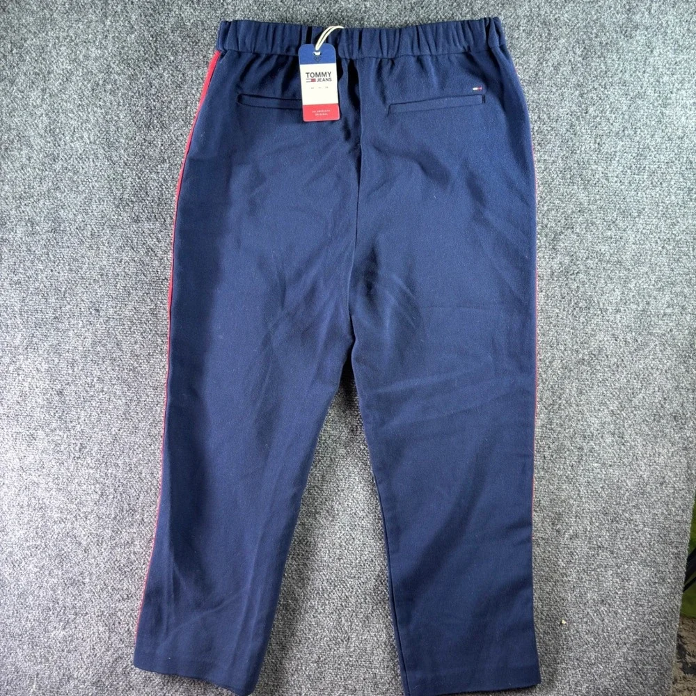 Tommy Jeans Trousers Womens 28 Navy Blue Side Stripe NWT Sporty Casual Pants